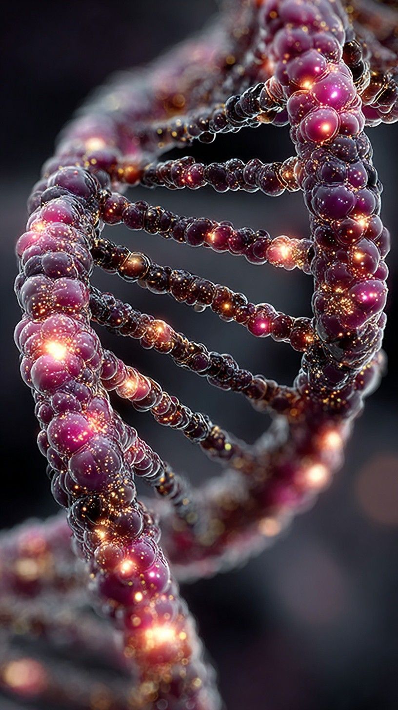Abstrakte molekulare Research-Visualisierung zu Tesamorelin – Research Visual